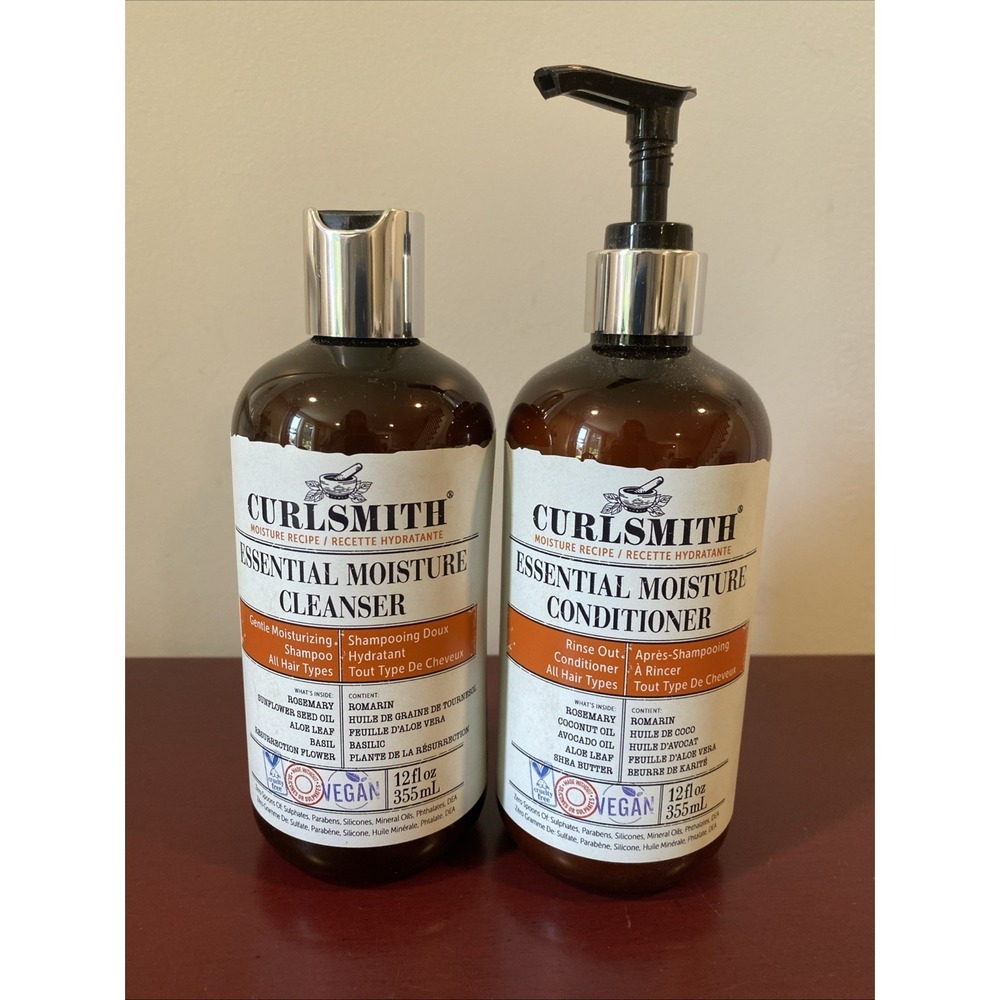 Curlsmith Essential Moisture Cleanser Shampoo & Conditioner Set 12 Fl Oz Ea. NEW